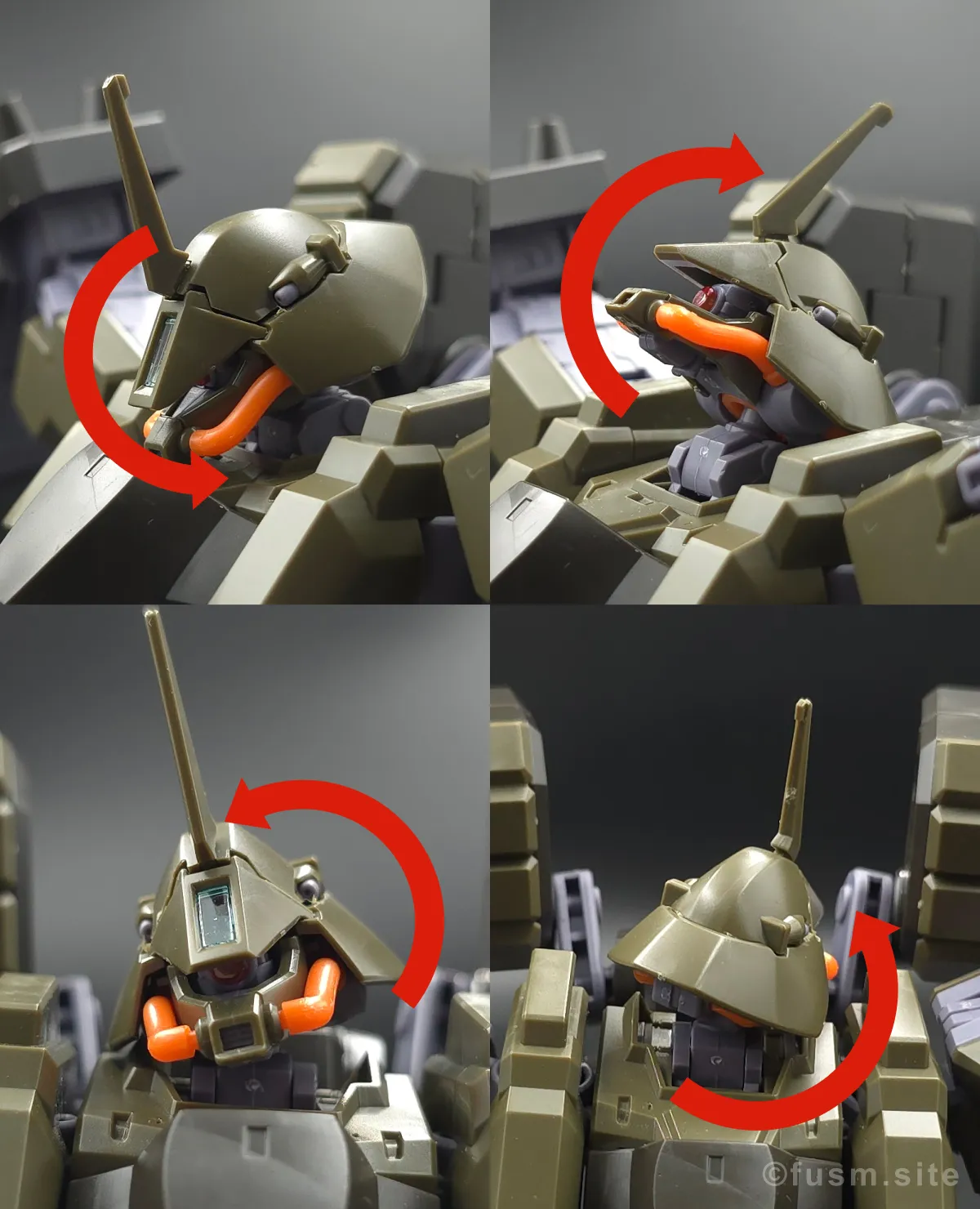 【レビュー】HGUC リーベン・ヴォルフ(A.O.Z RE-BOOT版) 頭部ディテール 可動域 01