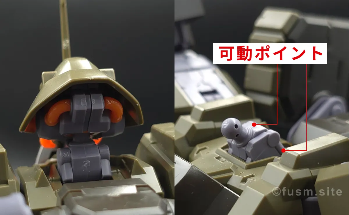 【レビュー】HGUC リーベン・ヴォルフ(A.O.Z RE-BOOT版) 頭部ディテール 可動域 02