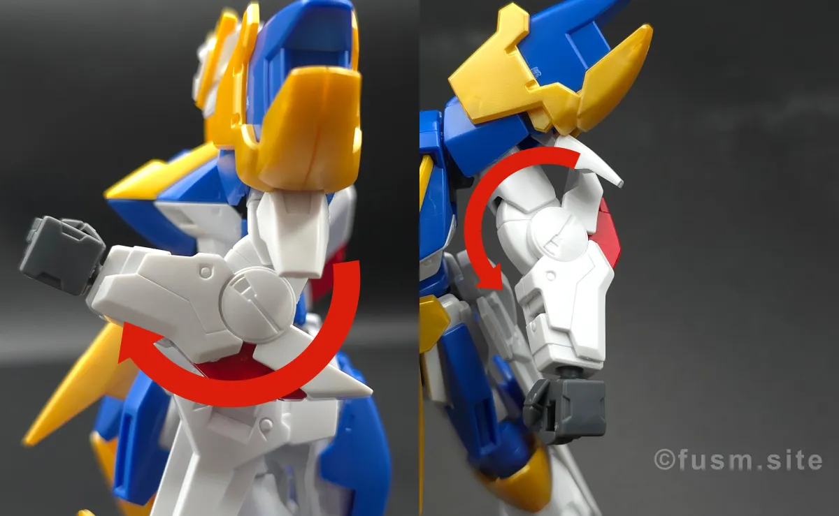 【レビュー】HG V2アサルトバスターガンダム(HGUC) 腕部ディテール 可動域 01