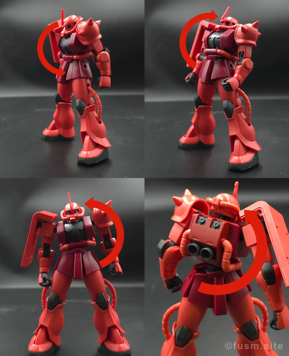 【レビュー】HGUC シャア専用ザクⅡ 胴体ディテール 可動域 03