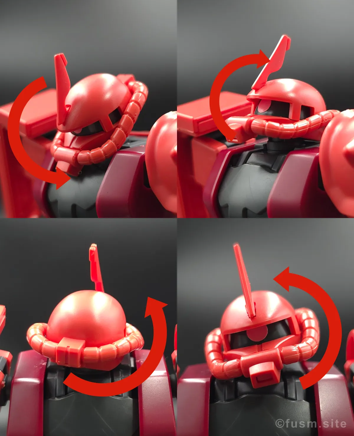 【レビュー】HGUC シャア専用ザクⅡ 頭部ディテール 可動域 01