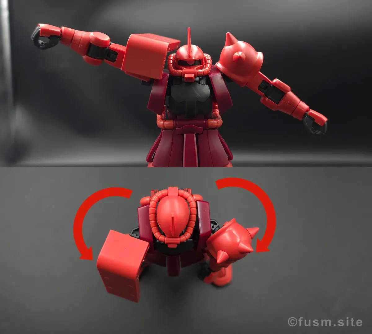 【レビュー】HGUC シャア専用ザクⅡ 肩ディテール 可動域 01