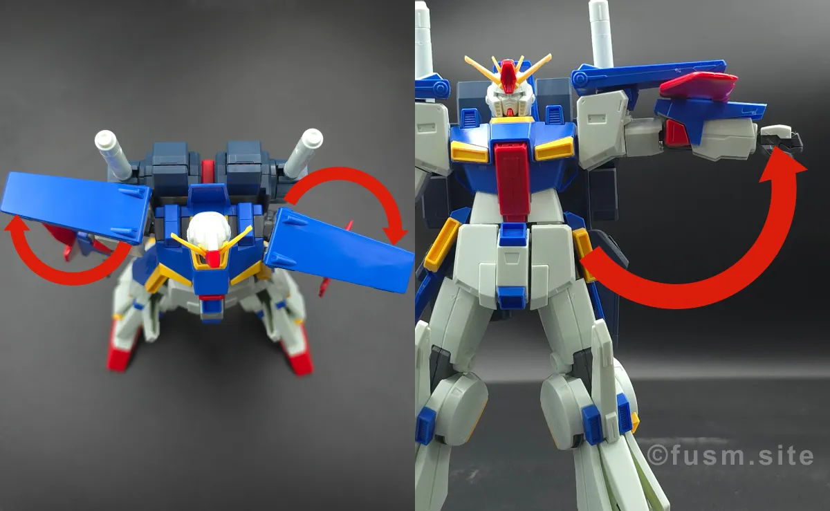 【レビュー】HGUC ZZガンダム 肩ディテール 可動域 01