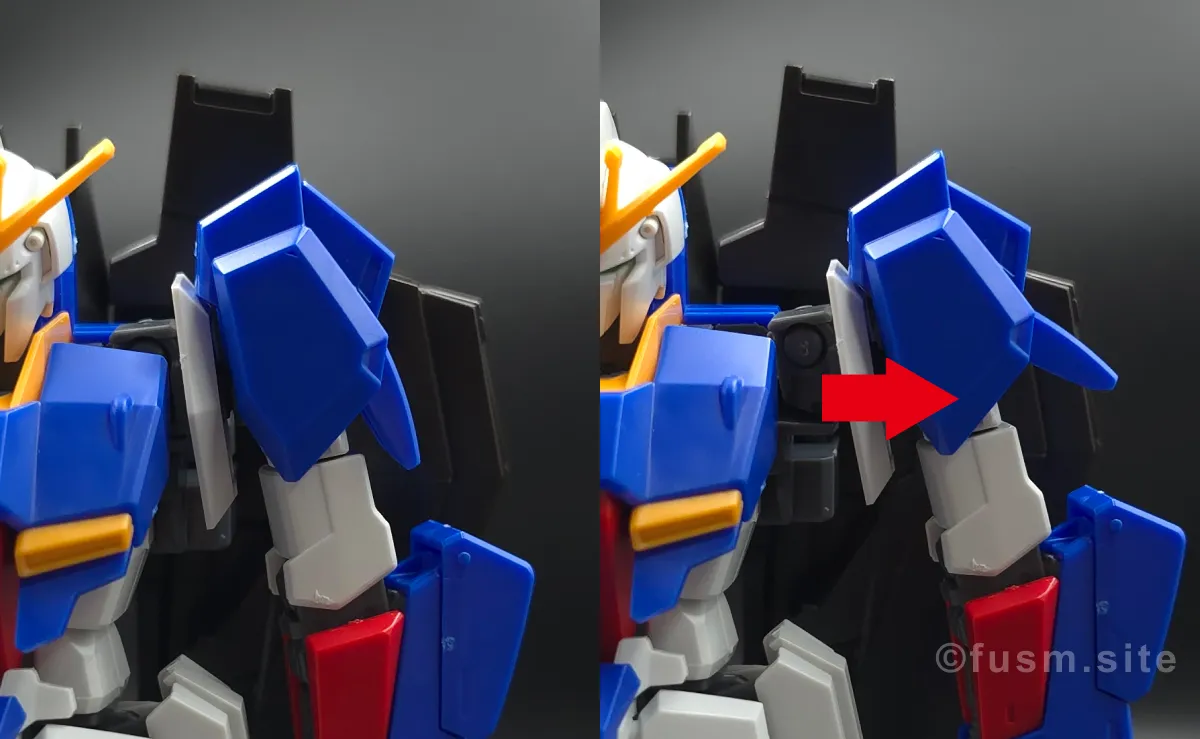 【レビュー】HGUC Z(ゼータ)ガンダム|エボリューションプロジェクト第1弾 肩ディテール 可動域 02