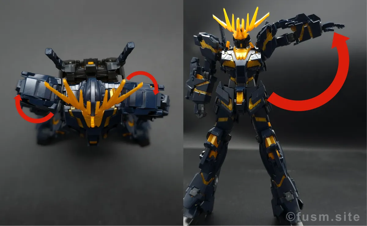 【レビュー】HGUC ユニコーンガンダム2号機 バンシィ(デストロイモード) 肩ディテール 可動域 01