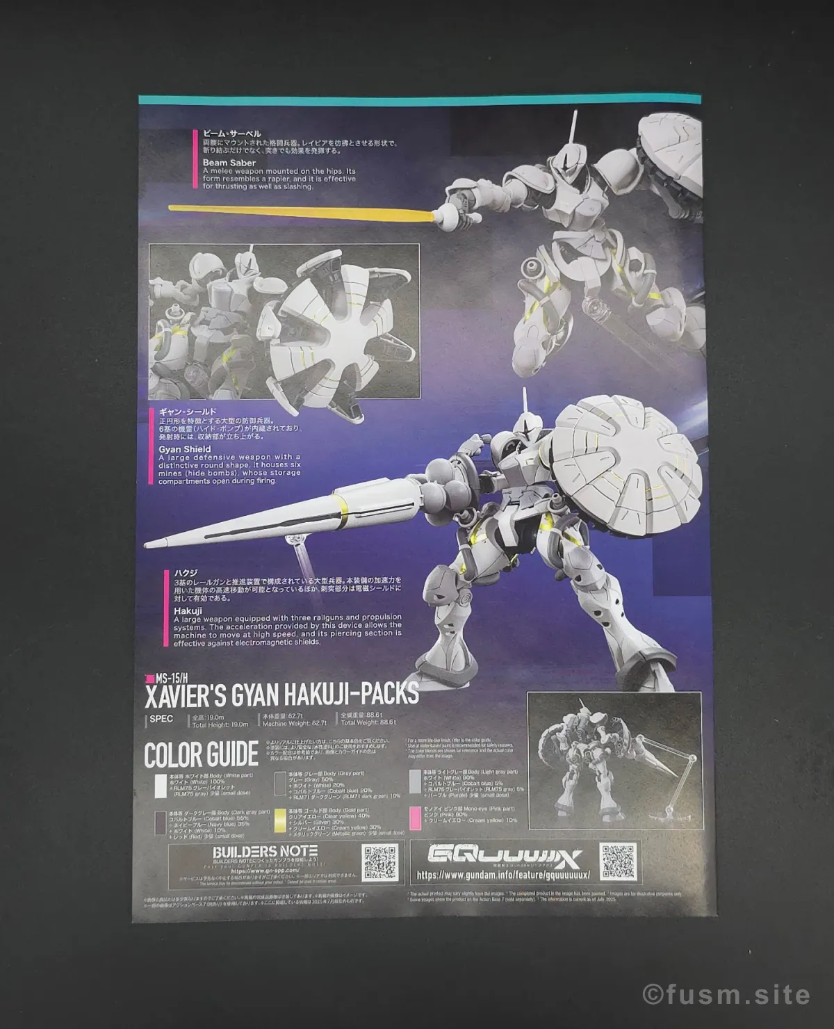 【レビュー】HG 1/144 エグザベ専用ギャン(ハクジ装備) パッケージ 06