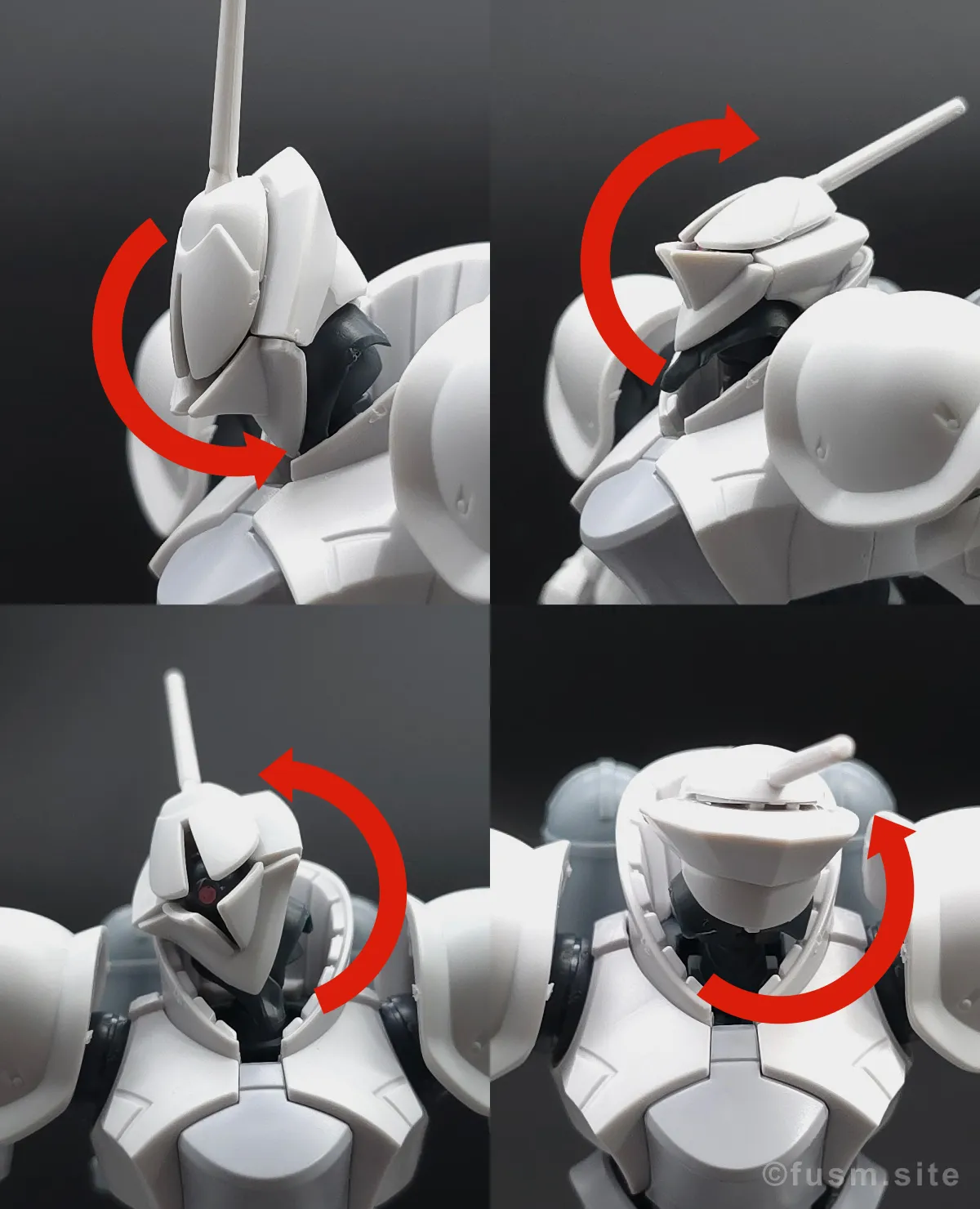 【レビュー】HG 1/144 エグザベ専用ギャン(ハクジ装備) 頭部ディテール 可動域 02