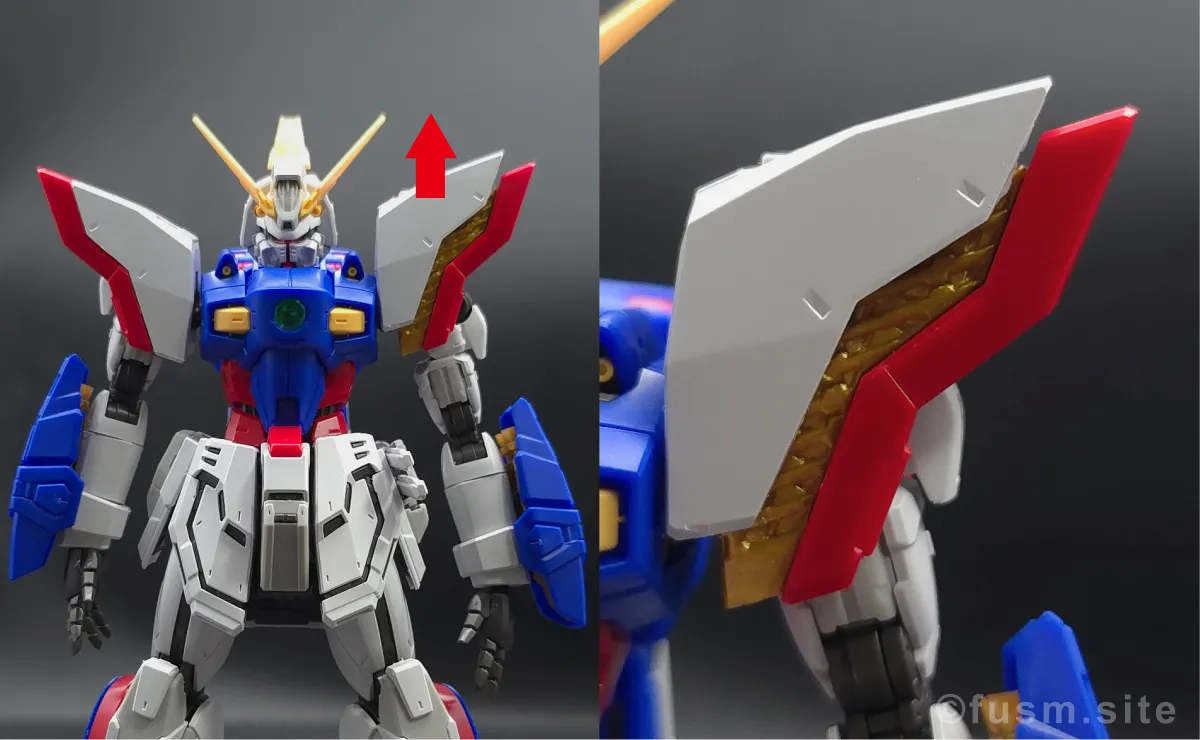 【レビュー】RG シャイニングガンダム 肩ディテール 02