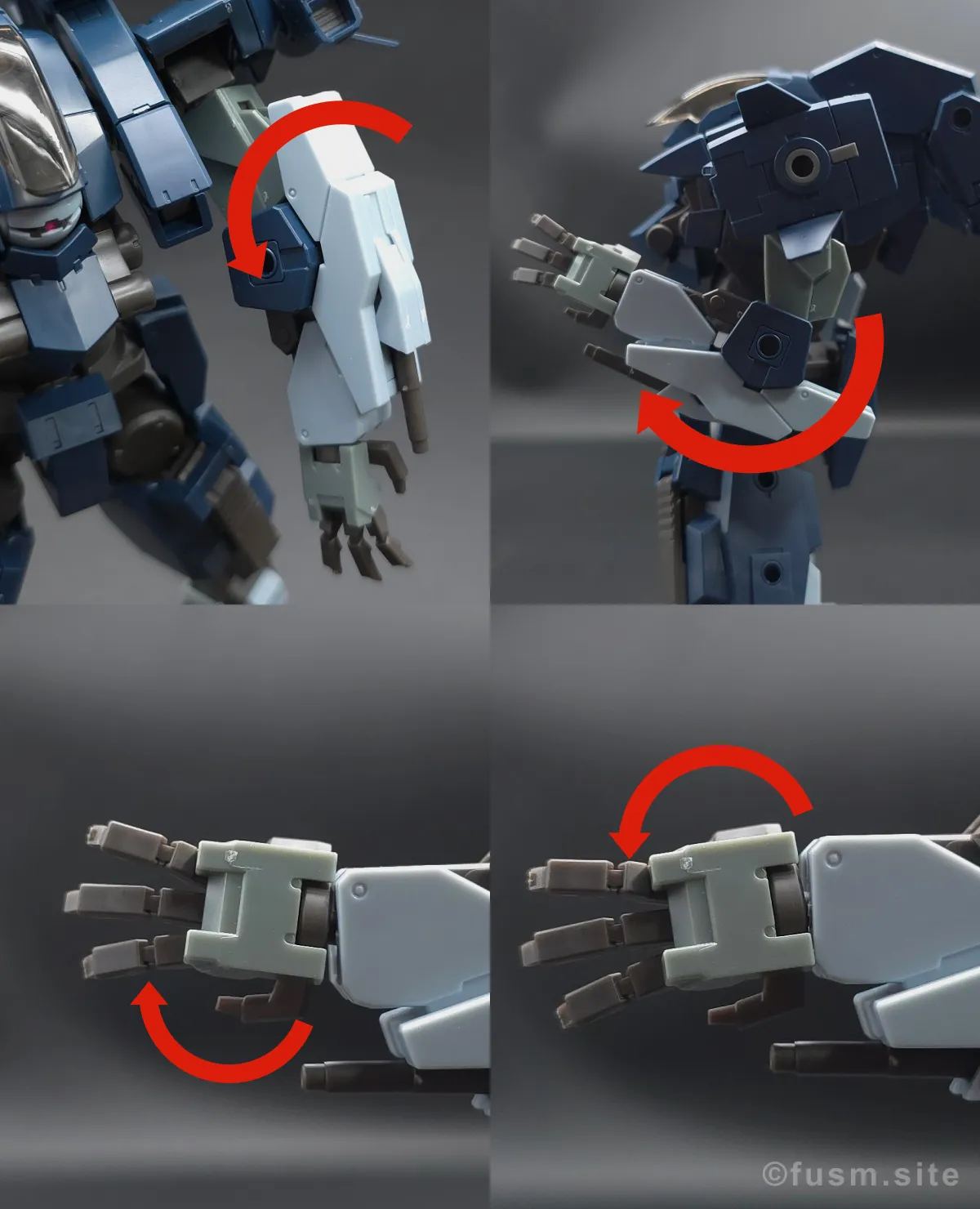 【レビュー】HG アーロンライノ(グレイディ専用機) 腕部ディテール 可動域 01