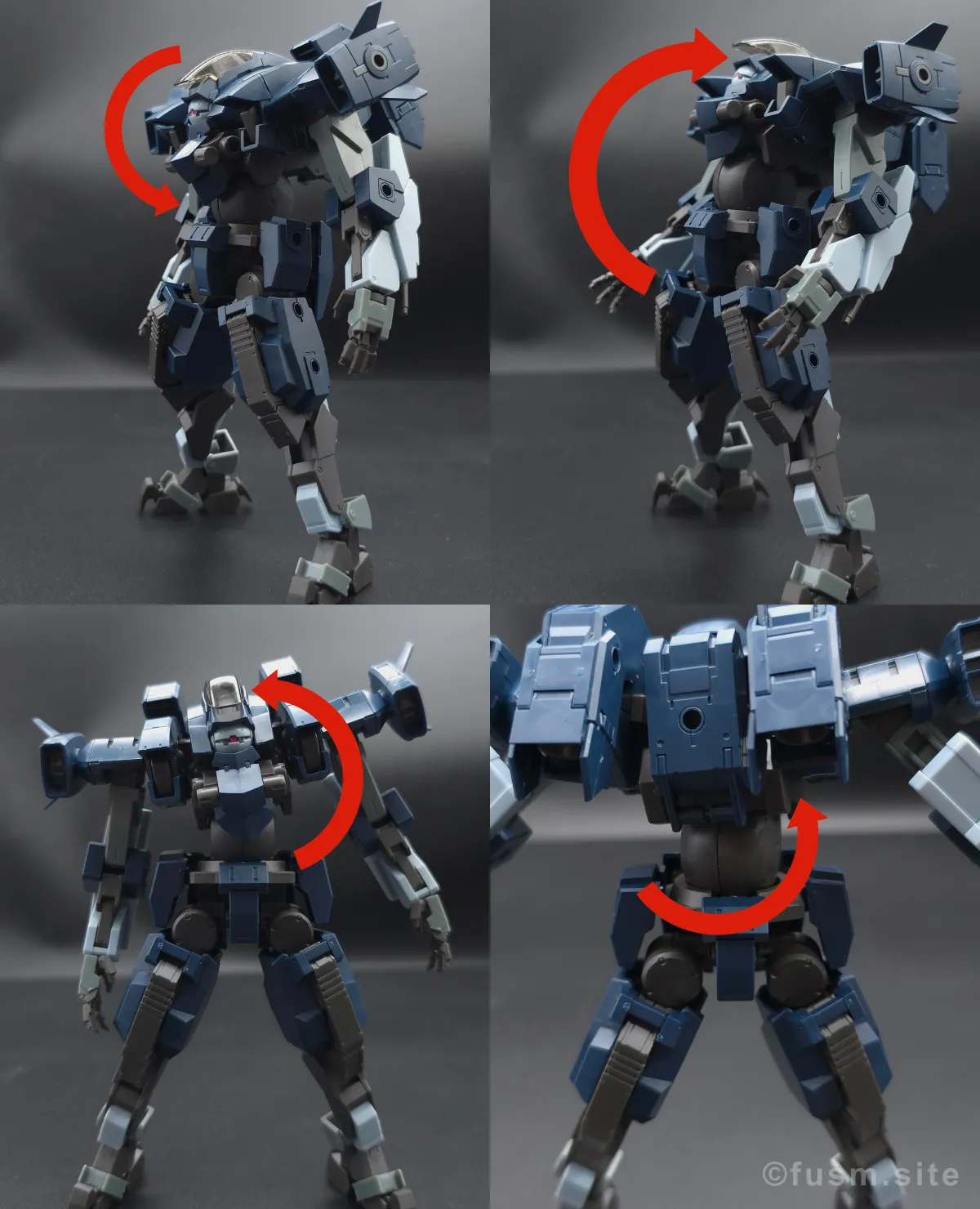 【レビュー】HG アーロンライノ(グレイディ専用機) 胴体ディテール 可動域 03