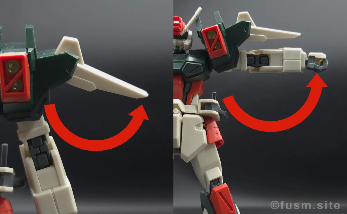 【レビュー】HG ライトニングバスターガンダム 肩ディテール 可動域 02