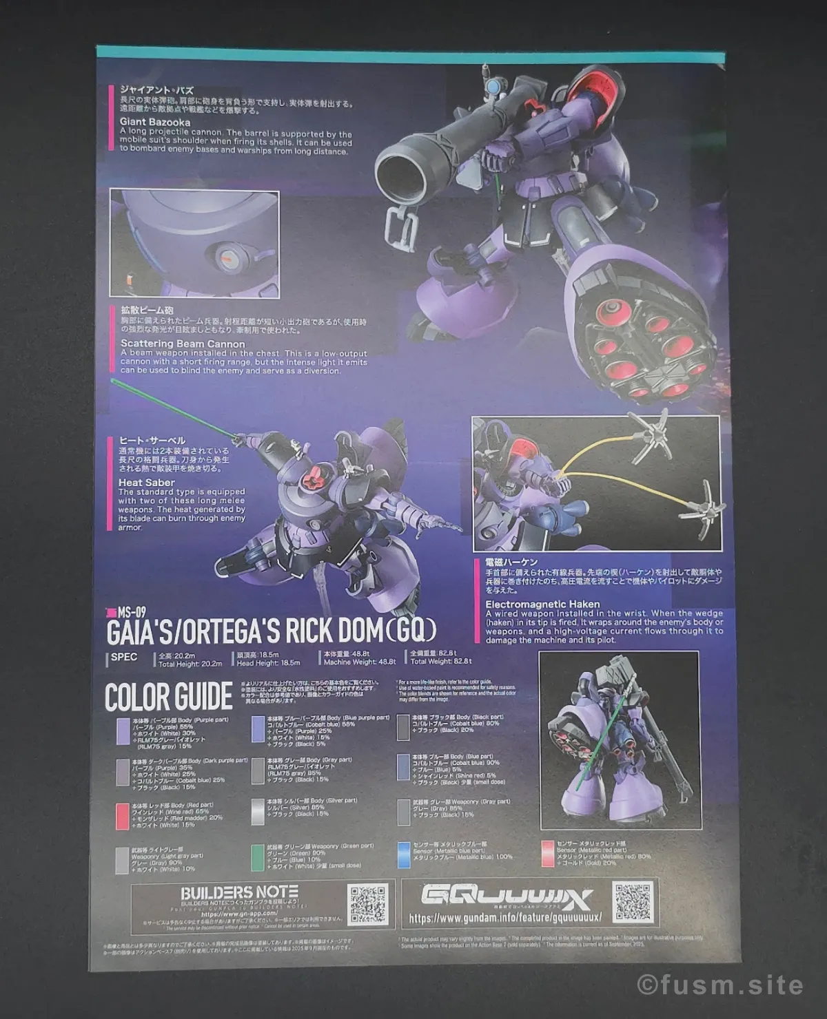 HG リック・ドム ガイア機/オルテガ機(GQ) レビュー パッケージ 13