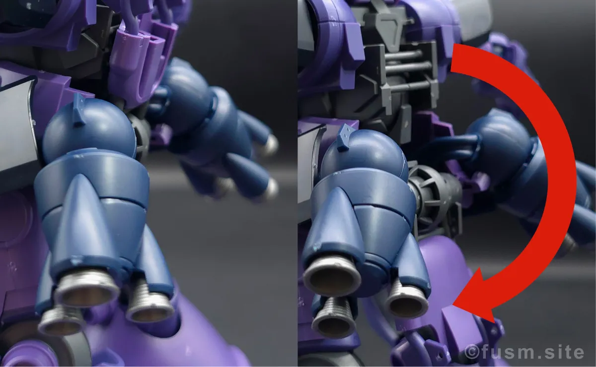 HG リック・ドム ガイア機/オルテガ機(GQ) レビュー 胴体ディテール 可動域 02