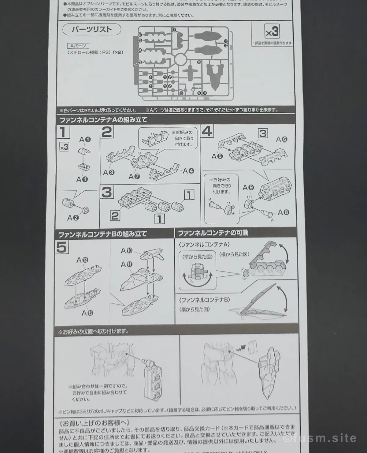 【レビュー】ビルダーズパーツHD32 ノンスケール MSファンネル01 パッケージ 03