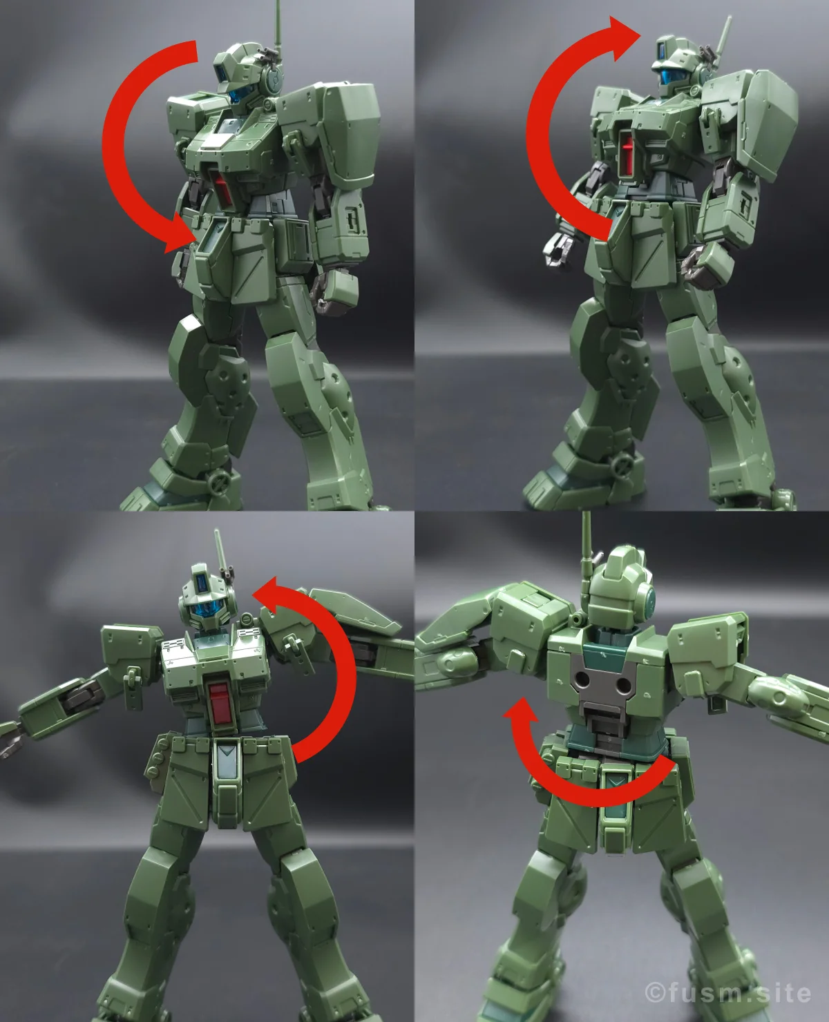 HG ジム・スパルタン レビュー 胴体ディテール 可動域 01