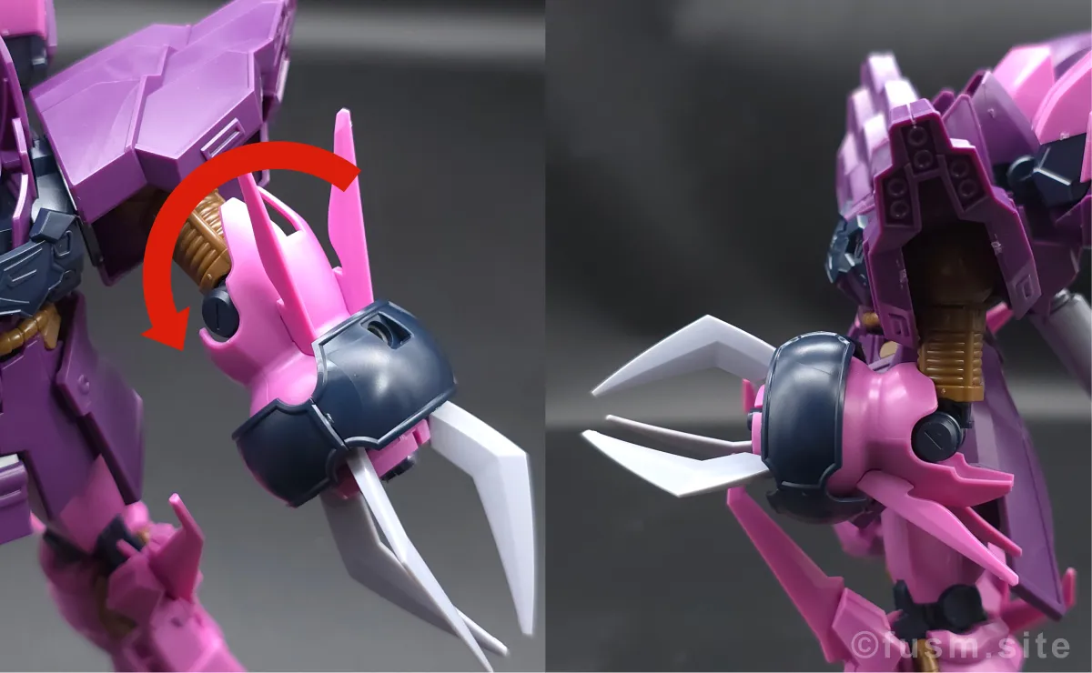 【レビュー】HGUC ローゼン・ズール(episode 7 Ver.) 腕部ディテール 可動域 01