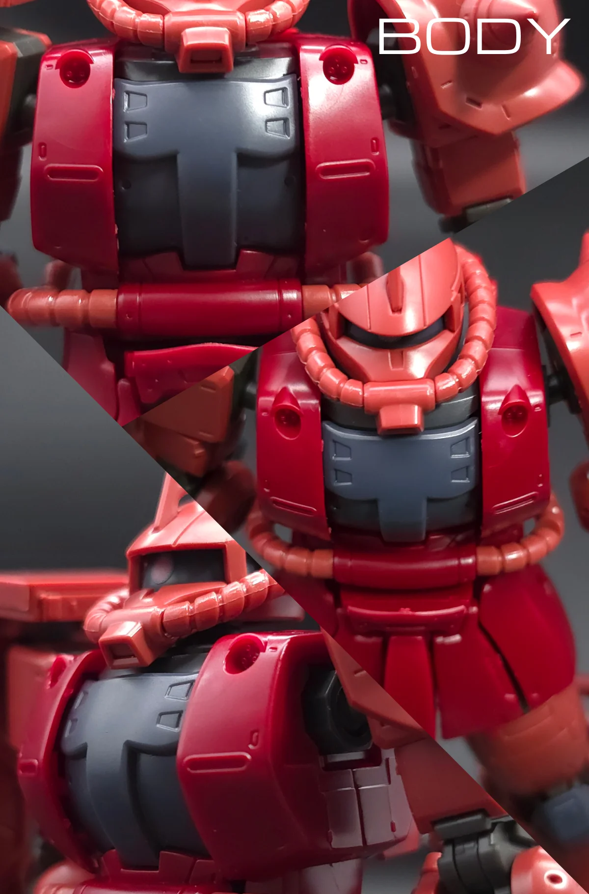 HG シャア専用ザクII 赤い彗星Ver. レビュー 胴体ディテール 01