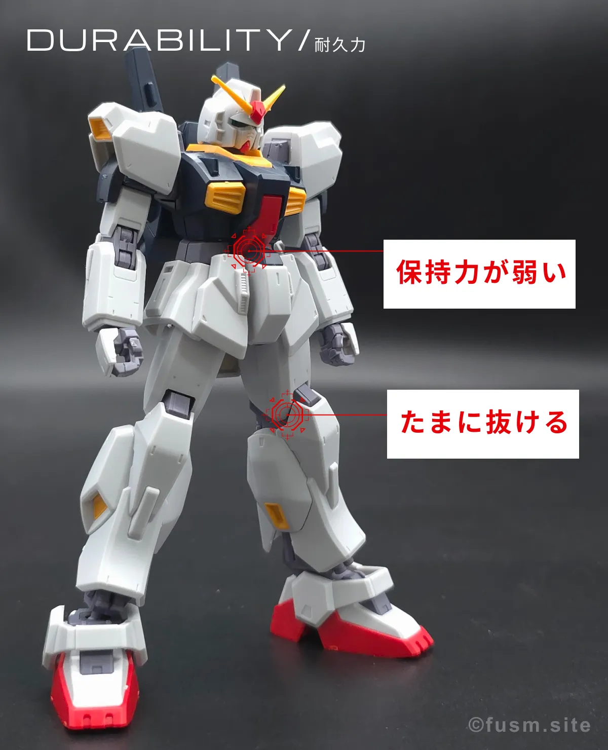 HGUC ガンダムMk-II(エゥーゴ仕様) レビュー 耐久力が弱い箇所 01